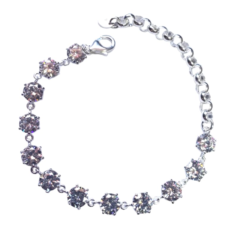 Pulsera con 12 piedras blancas italiana 18cm - Metalli - Default Title - Perfumisimo